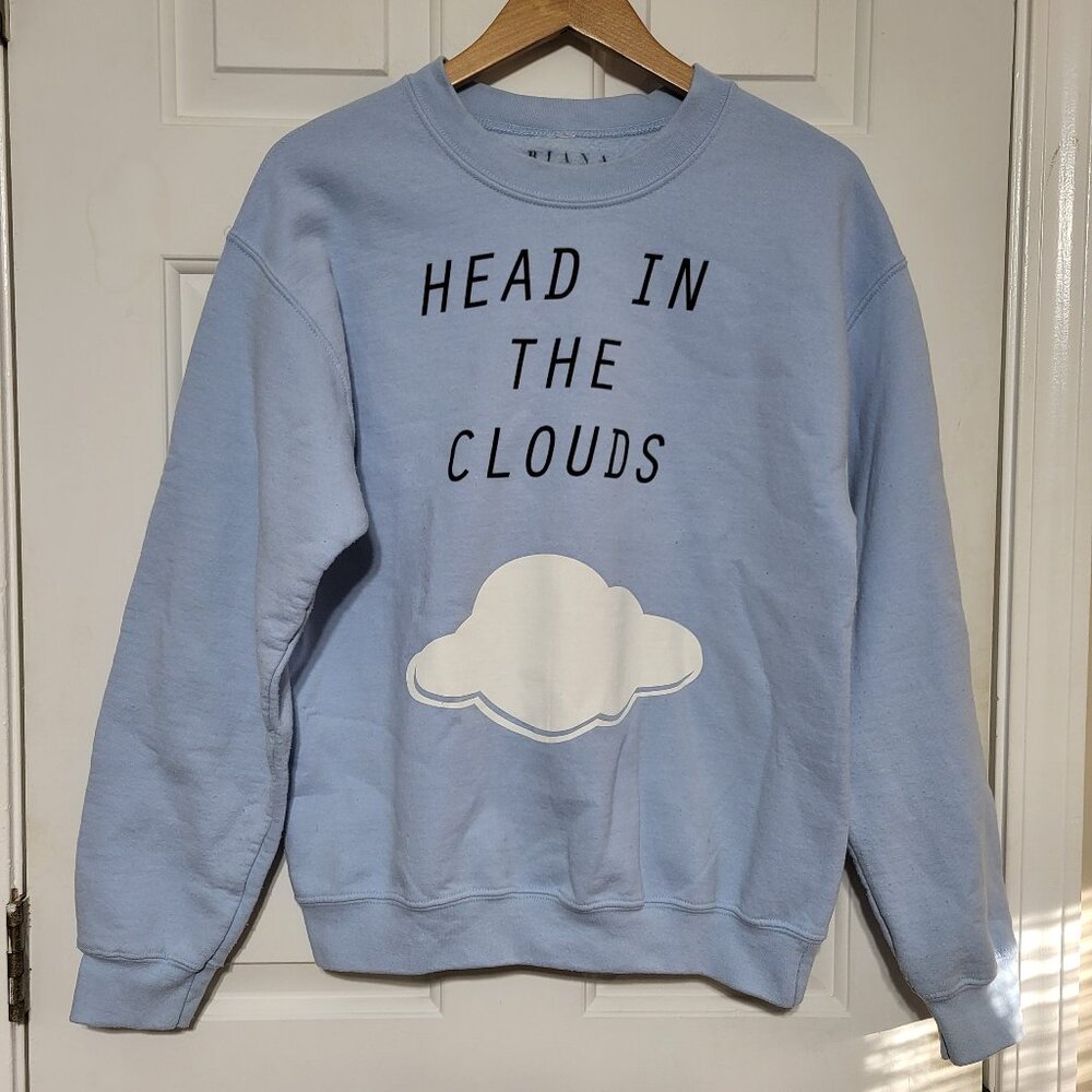 Ariana Grande Blue Head In The Clouds Honeymoon Tour Crewneck Sweatshirt
